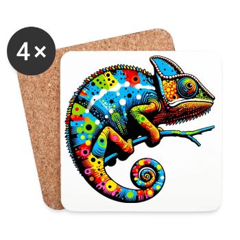 Caméléon - Dessous de verre (lot de 4) - blanc - Devant