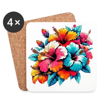 Fleurs d’hibiscus - Dessous de verre (lot de 4) - blanc - Devant