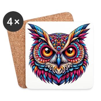Hibou - Dessous de verre (lot de 4) - blanc - Devant