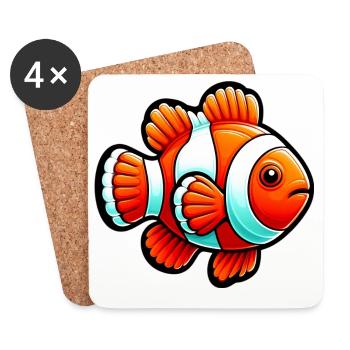 Clownfisch - Untersetzer (4er-Set) - Weiß - Vorne