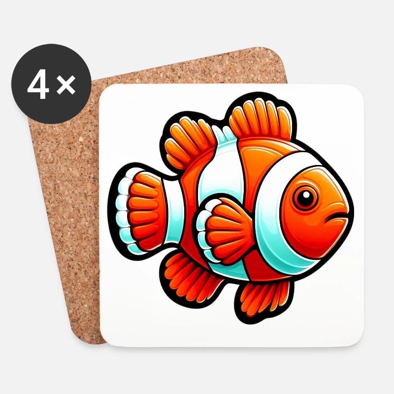 Clownfisch - Untersetzer (4er-Set) - Weiß