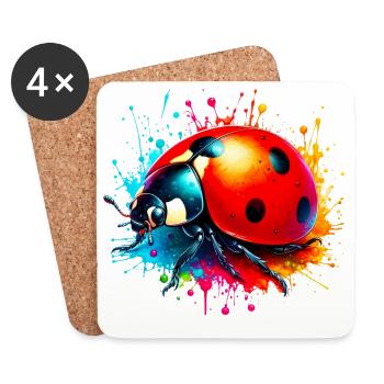 Ladybird - Coasters (set of 4) - white - Front