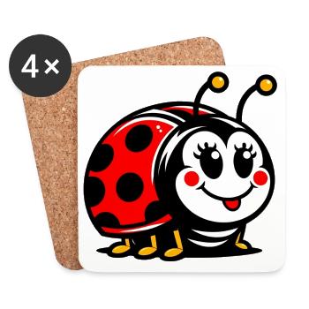 Coccinelle - Dessous de verre (lot de 4) - blanc - Devant