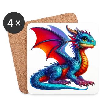 Dragon - Dessous de verre (lot de 4) - blanc - Devant