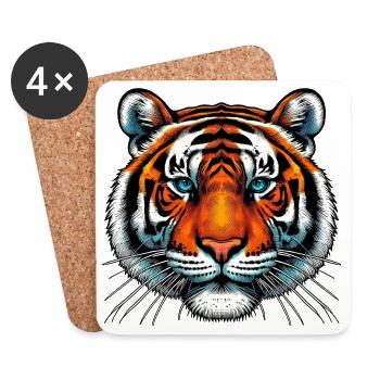 Tigre - Dessous de verre (lot de 4) - blanc - Devant