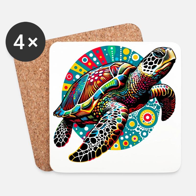 Schildkröte - Untersetzer (4er-Set) - Weiß