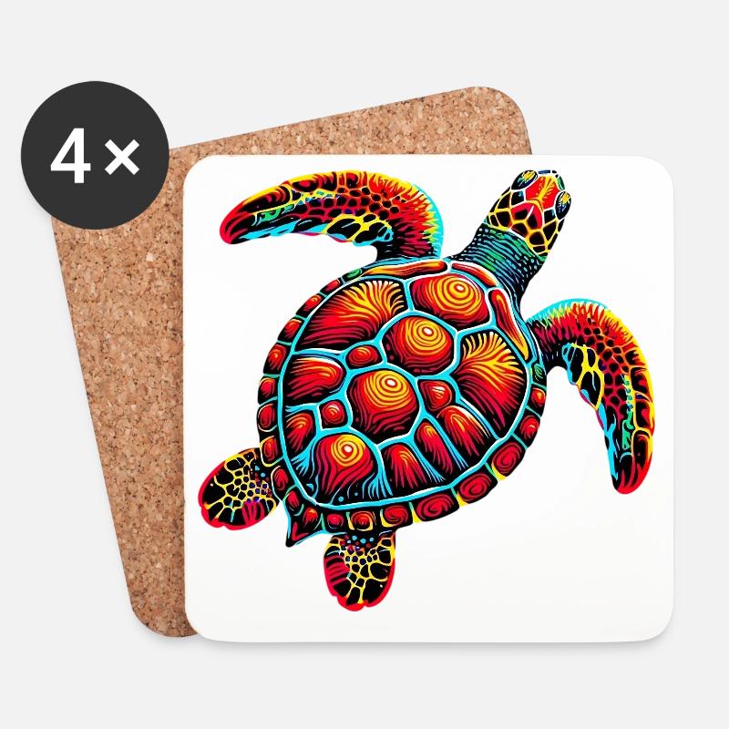 Schildkröte - Untersetzer (4er-Set) - Weiß