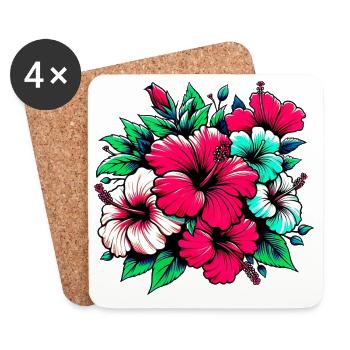 Fleurs d’hibiscus - Dessous de verre (lot de 4) - blanc - Devant