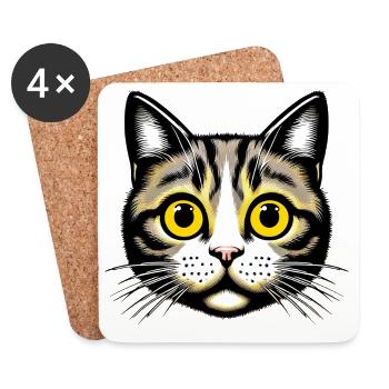 Chat - Dessous de verre (lot de 4) - blanc - Devant