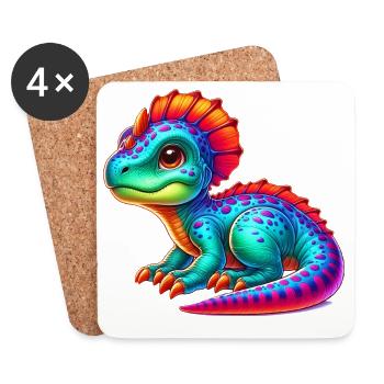 Dinosaure - Dessous de verre (lot de 4) - blanc - Devant