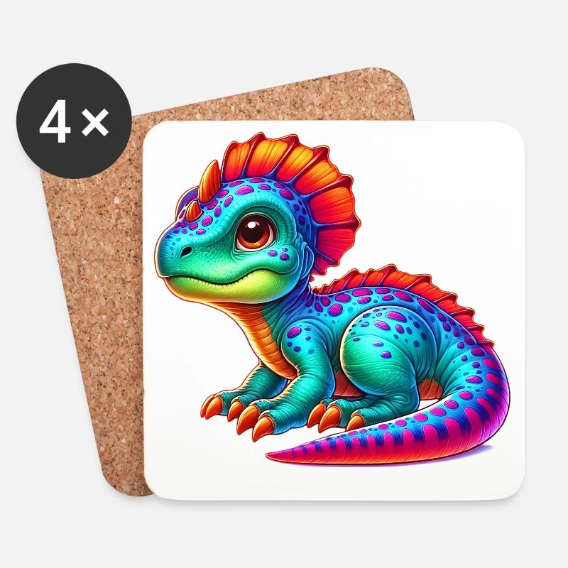 Dinosaure - Dessous de verre (lot de 4) - blanc