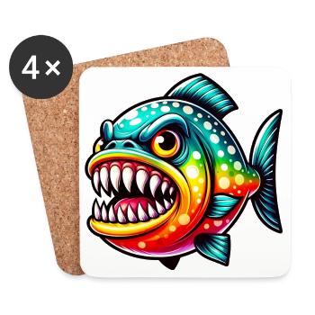 Piranha - Coasters (set of 4) - white - Front