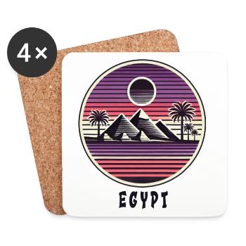 Design de pyramide égyptienne - Dessous de verre (lot de 4) - blanc - Devant