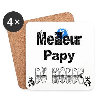 Meilleur Papy du Monde - Dessous de verre (lot de 4) - blanc - Devant