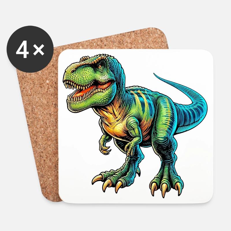 Dinosaurier - Untersetzer (4er-Set) - Weiß