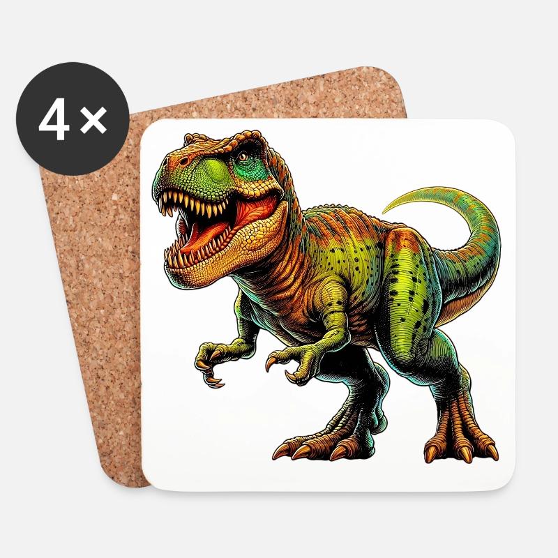 Dinosaurier - Untersetzer (4er-Set) - Weiß