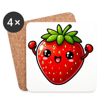 Erdbeeren Erdbeeren - Untersetzer (4er-Set) - Weiß - Vorne