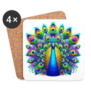 Paon - Dessous de verre (lot de 4) - blanc - Devant