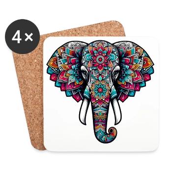 Elefant - Untersetzer (4er-Set) - Weiß - Vorne