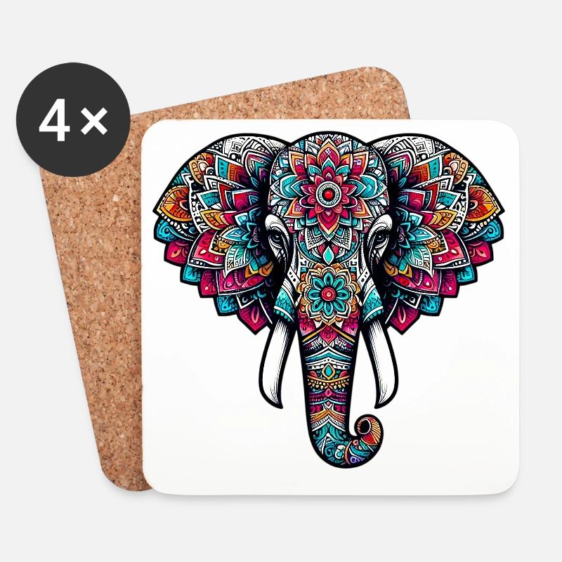 Elefant - Untersetzer (4er-Set) - Weiß