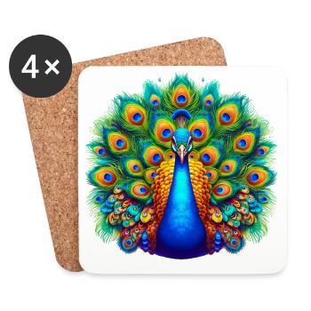 Paon - Dessous de verre (lot de 4) - blanc - Devant