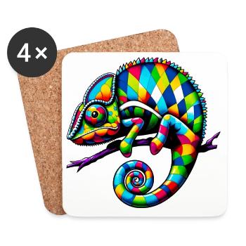Harlekin Chamäleon - Untersetzer (4er-Set) - Weiß - Vorne