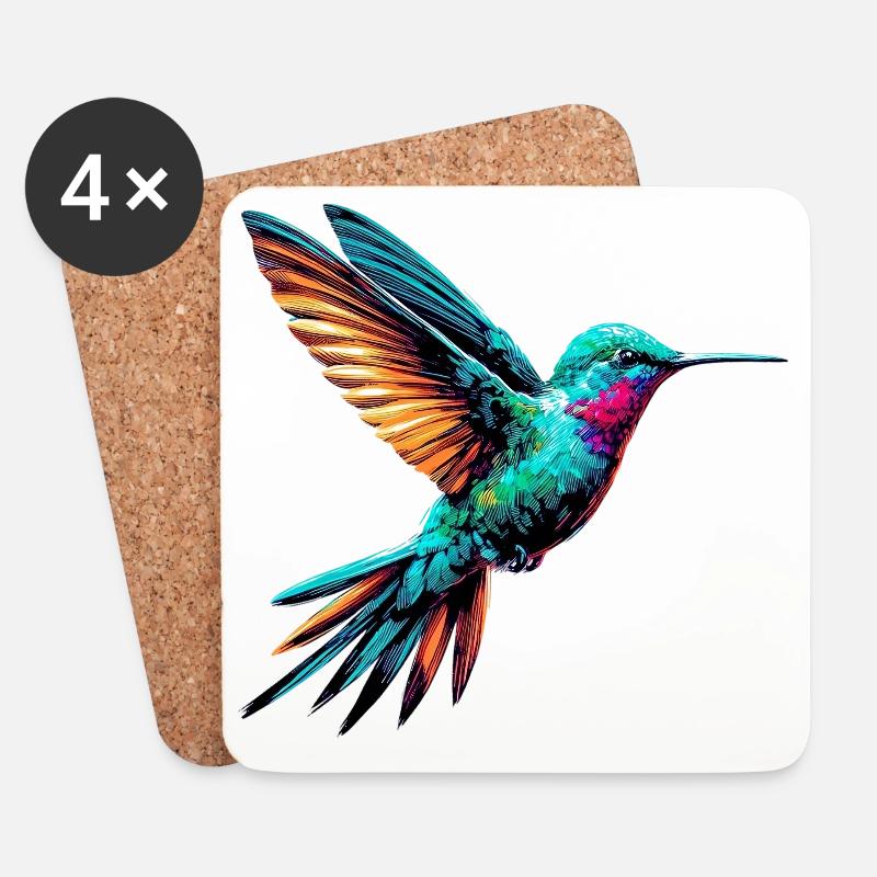 Kolibri - Untersetzer (4er-Set) - Weiß