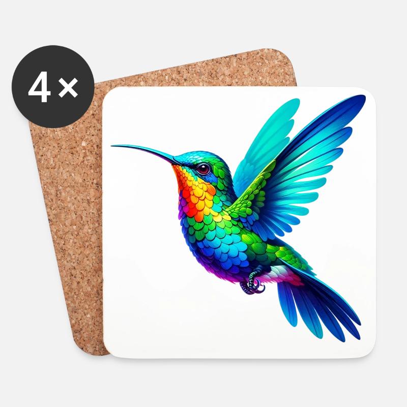 Kolibri - Untersetzer (4er-Set) - Weiß