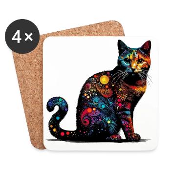 Chat - Dessous de verre (lot de 4) - blanc - Devant