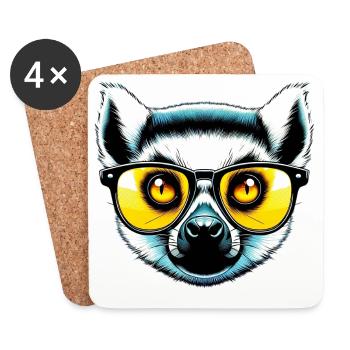 Lemur with Sunglasses - Coasters (set of 4) - white - Front