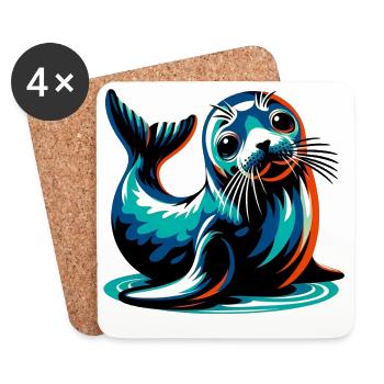 Seal - Coasters (set of 4) - white - Front
