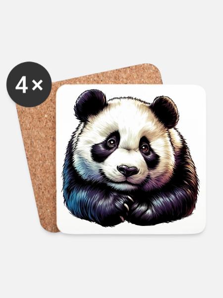 Panda - Untersetzer (4er-Set) - Weiß