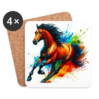 Cheval - Dessous de verre (lot de 4) - blanc - Devant