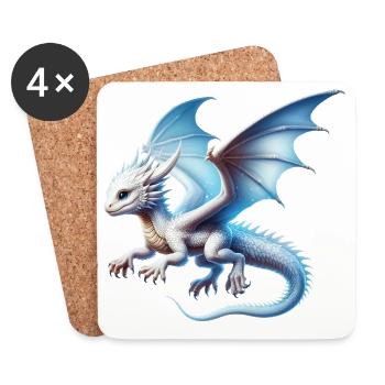 Dragon - Dessous de verre (lot de 4) - blanc - Devant