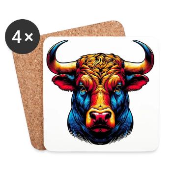 Stier - Untersetzer (4er-Set) - Weiß - Vorne