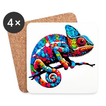 Caméléon - Dessous de verre (lot de 4) - blanc - Devant