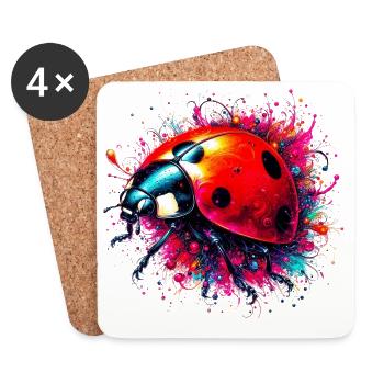 Ladybird - Coasters (set of 4) - white - Front