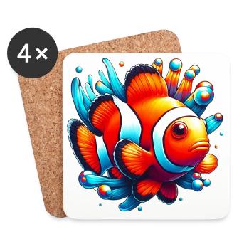 Poisson-clown - Dessous de verre (lot de 4) - blanc - Devant