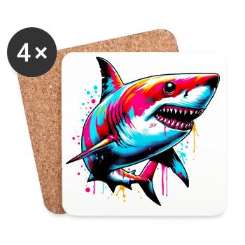 Requin - Dessous de verre (lot de 4) - blanc - Devant
