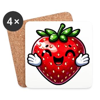 Erdbeeren Erdbeeren - Untersetzer (4er-Set) - Weiß - Vorne