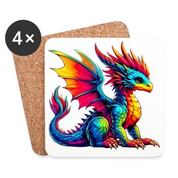 Drache - Untersetzer (4er-Set) - Weiß - Vorne