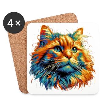 Chat - Dessous de verre (lot de 4) - blanc - Devant