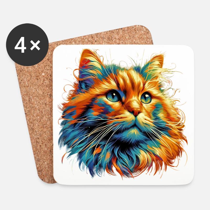 Katze - Untersetzer (4er-Set) - Weiß