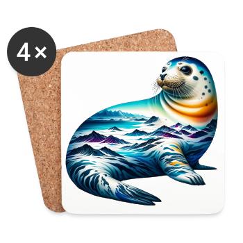 Seal - Coasters (set of 4) - white - Front