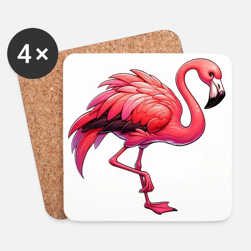 Flamingo - Untersetzer (4er-Set) - Weiß