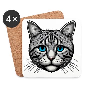 Chat - Dessous de verre (lot de 4) - blanc - Devant