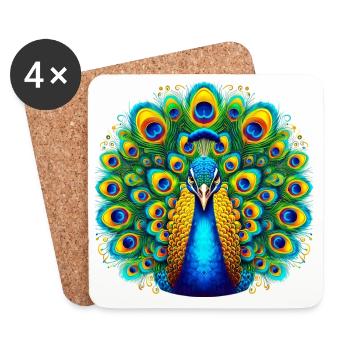 Paon - Dessous de verre (lot de 4) - blanc - Devant