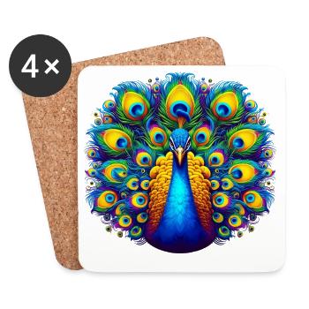 Paon - Dessous de verre (lot de 4) - blanc - Devant