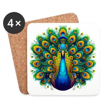 Paon - Dessous de verre (lot de 4) - blanc - Devant