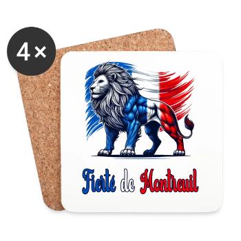 La fierté du design du drapeau de Montreuil - Dessous de verre (lot de 4) - blanc - Devant
